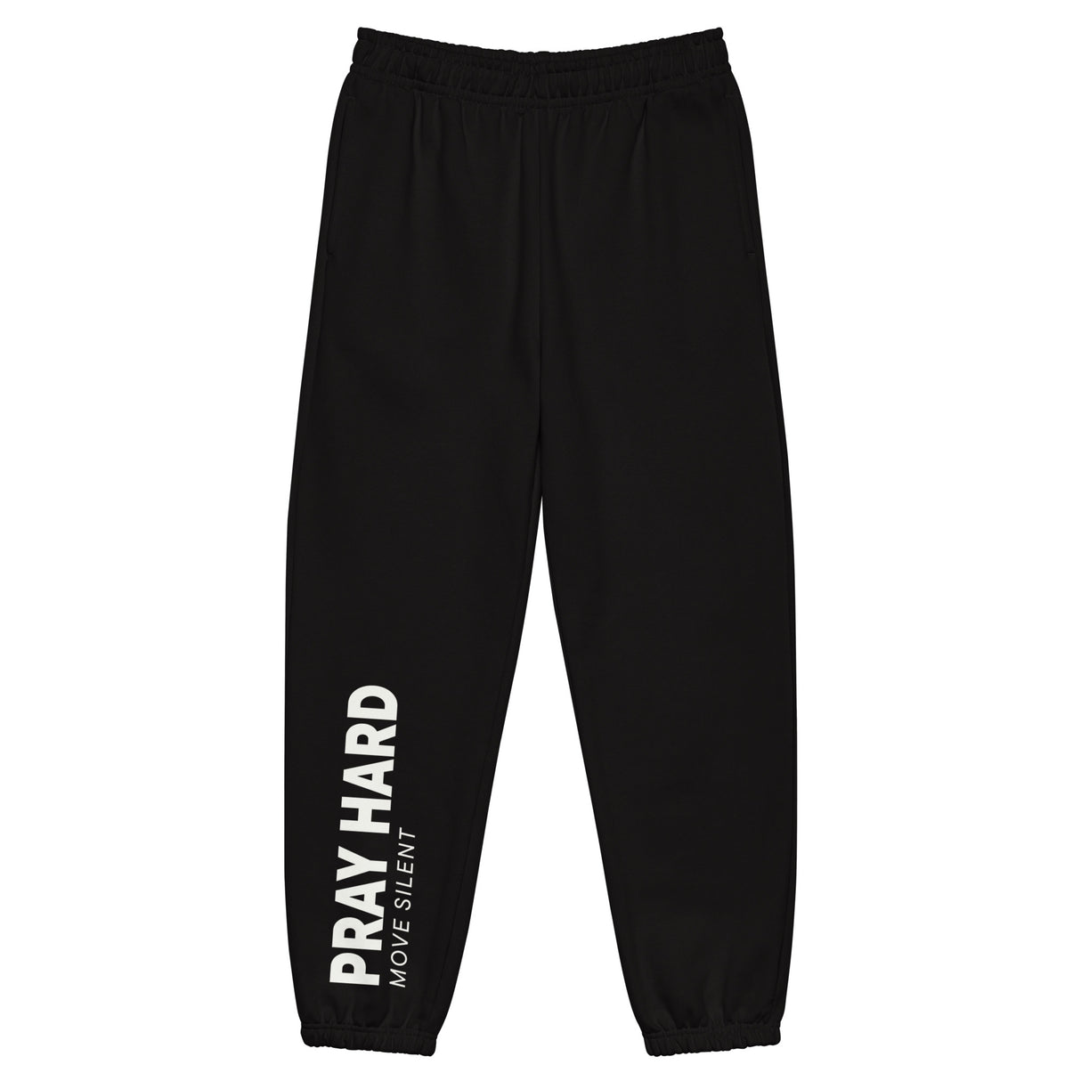 Pray Hard // Move Silent Heavyweight Black Sweatpants - Main Product Image - Front View