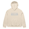 Beige hoodie with text 'I'm Praying for My Killer' on a white background