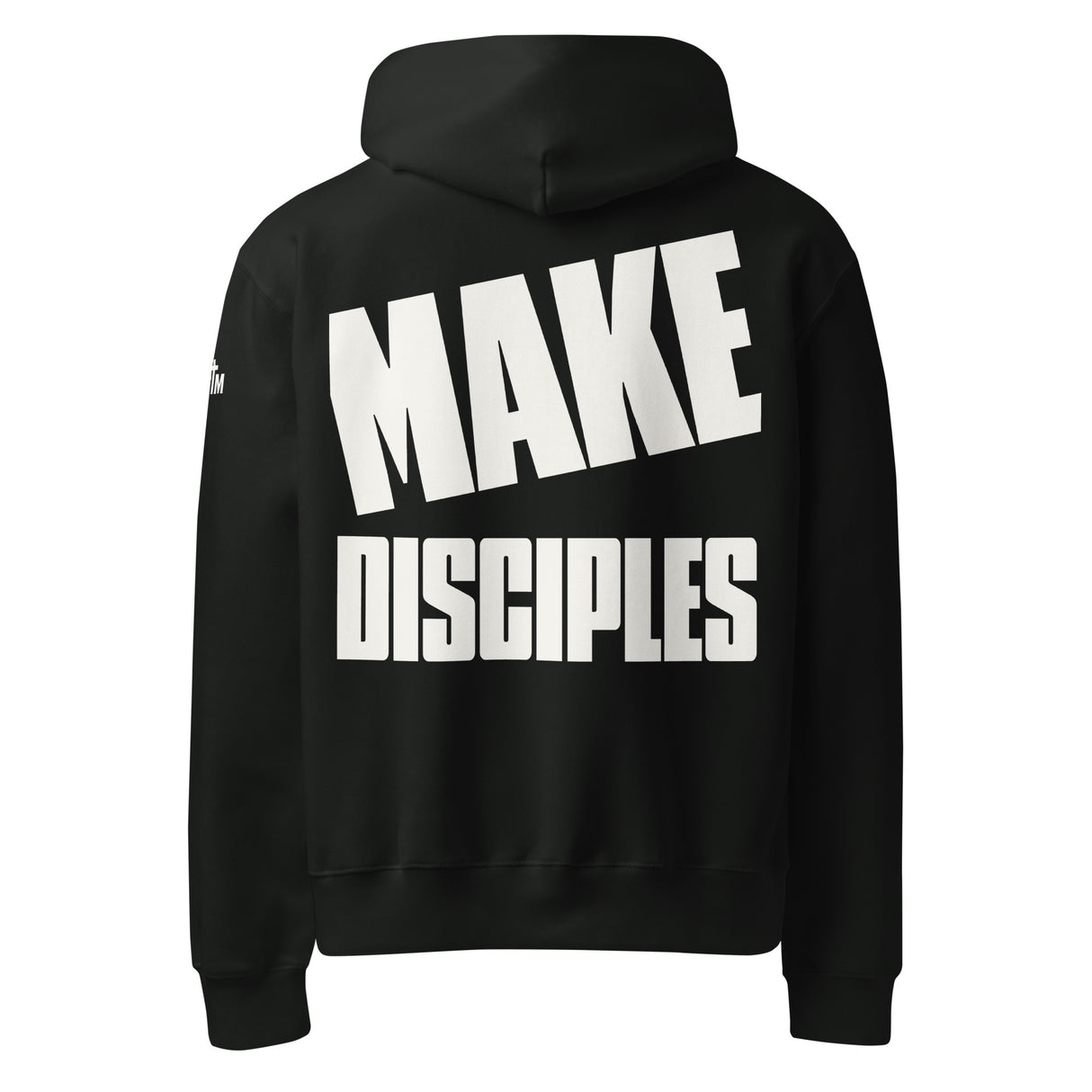 Make Disciples Matthew 28:19 Oversized Heavyweight Black Hoodie White Text - Main Product Image