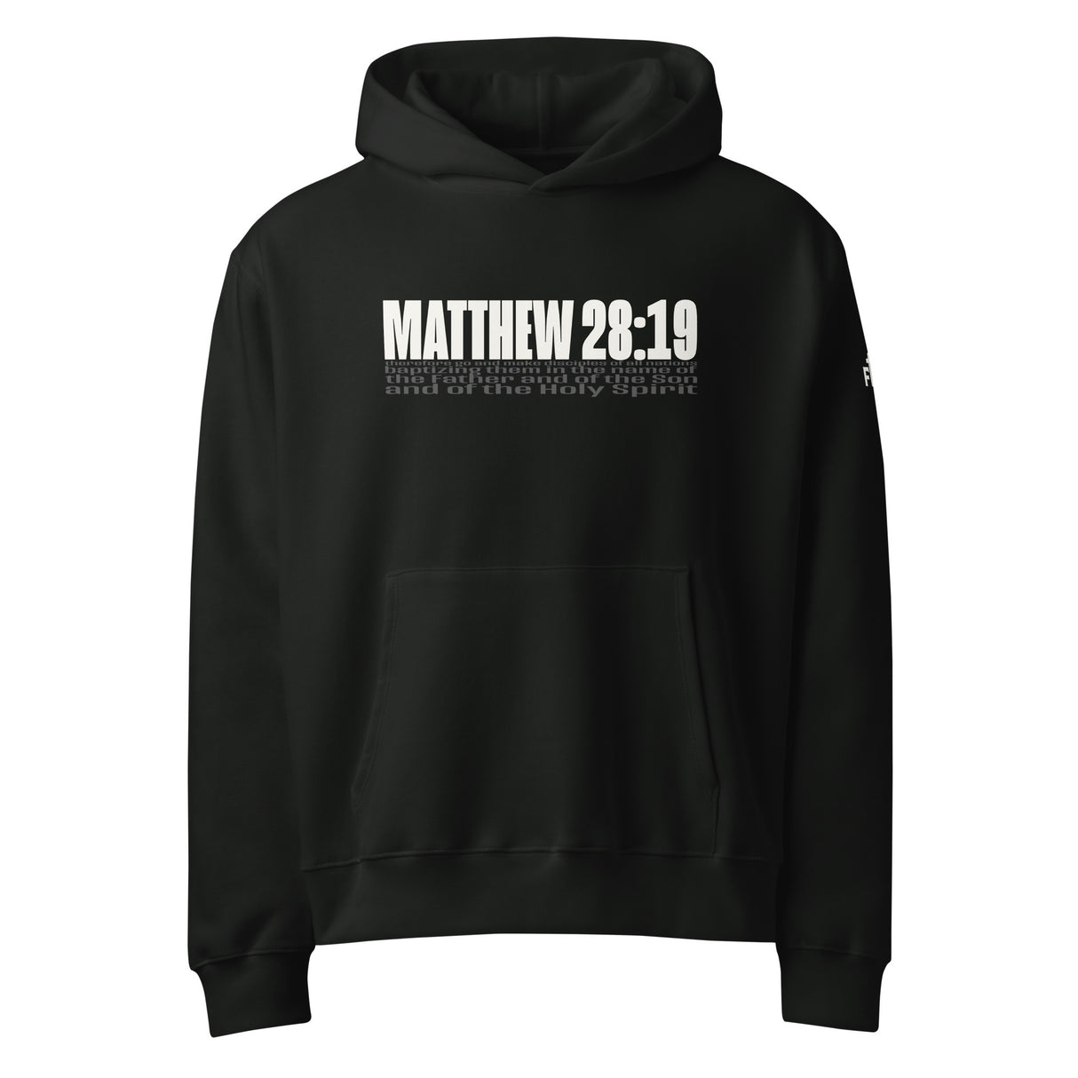 Make Disciples Matthew 28:19 Oversized Heavyweight Black Hoodie - Alt Image - Front View