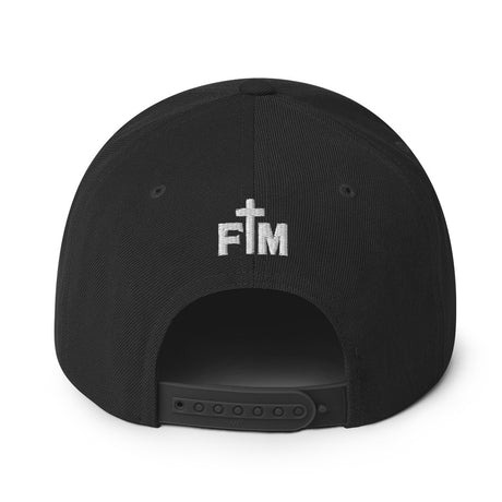 Black cap with 'FIM' logo on the back against a white background