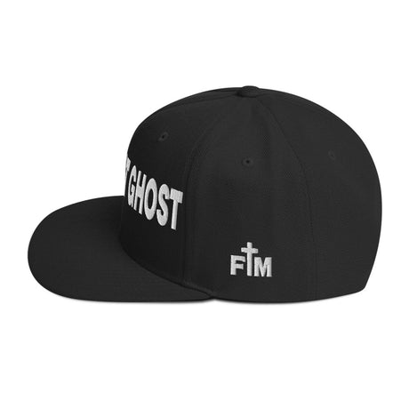 Black God Don't Ghost Snapback Hat - Alt Image - Side View with Logo