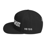 Black cap with 'God Don't GHOST' and 'HB 13:5' text on a white background