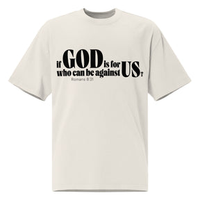 Front view of a faded bone oversized tee featuring black Be Strong & Courageous lettering, Joshua 1:9