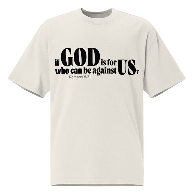 Front view of a faded bone oversized tee featuring black Be Strong & Courageous lettering, Joshua 1:9