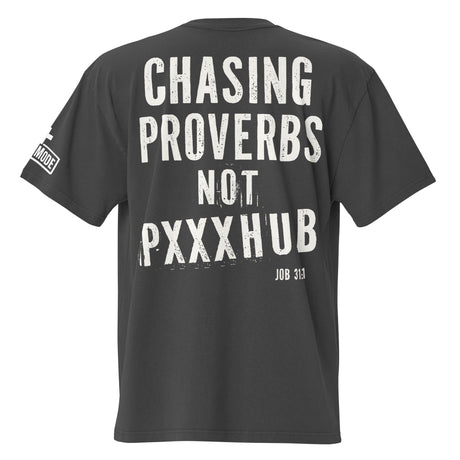 Chasing Proverbs // Not PxxxHub Oversized Tee - Main Image - Back View