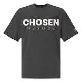 Black t-shirt with 'CHosen BROKEN' text on a white background