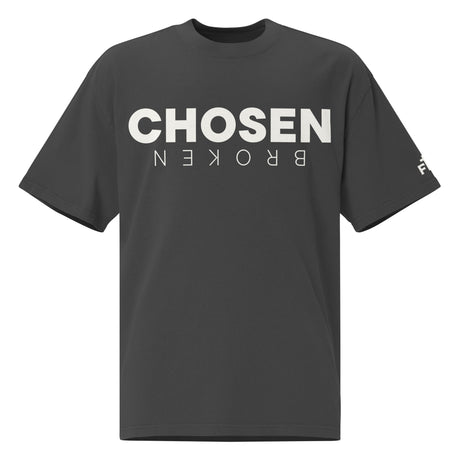 Black t-shirt with 'CHosen BROKEN' text on a white background
