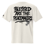 White t-shirt with black text and graphic on the back, displayed on a white background