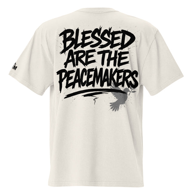 White t-shirt with black text and graphic on the back, displayed on a white background