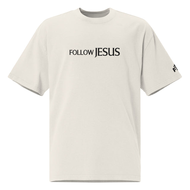 FOLLOW JESUS Oversized Embroidered Tee - Front