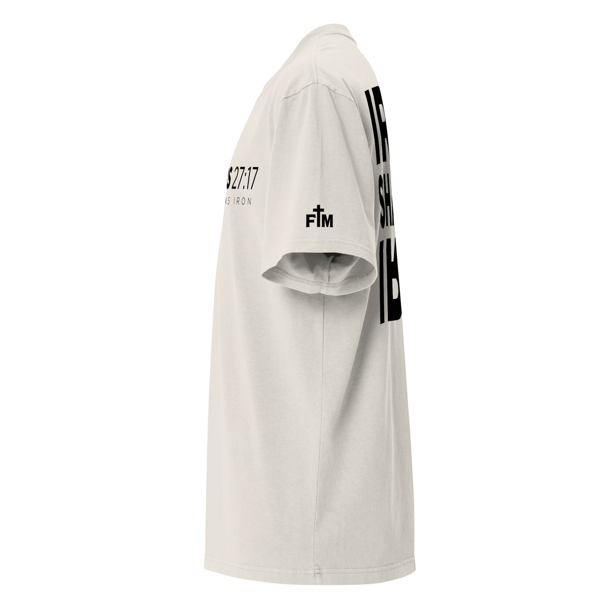 White Oversized Shirt with black Faith Mode Logo printed on the sleeve