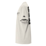 White Oversized Shirt with black Faith Mode Logo printed on the sleeve