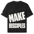 Black t-shirt with 'MAKE DISCIPLES' text on a white background
