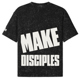 Black t-shirt with 'MAKE DISCIPLES' text on a white background
