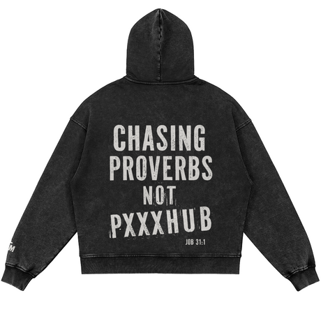 Black hoodie with text on the back on a white background