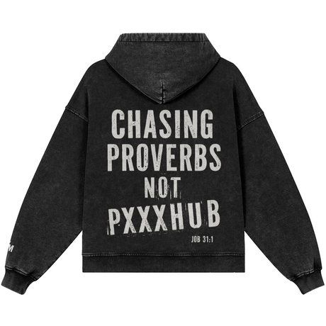 Black hoodie with text on the back on a white background