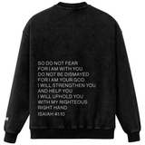 Black sweatshirt with text on the back on a white background