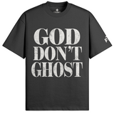 God Don't Ghost Black shirt with white ink by Faith Mode