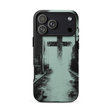 Phone case with a cross design on a white background