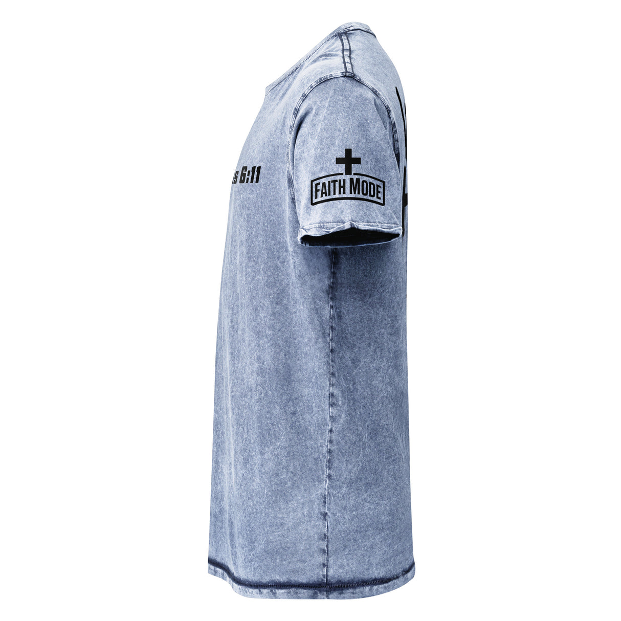 Walk Holy War Ready Ephesians 6:11 Denim Shirt - Denim Blue Option - Side View
