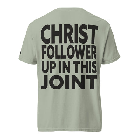 Bay Green Christ Follower Up in This Joint Garment-Dyed Heavyweight Shirt - Main Product Image - Back View