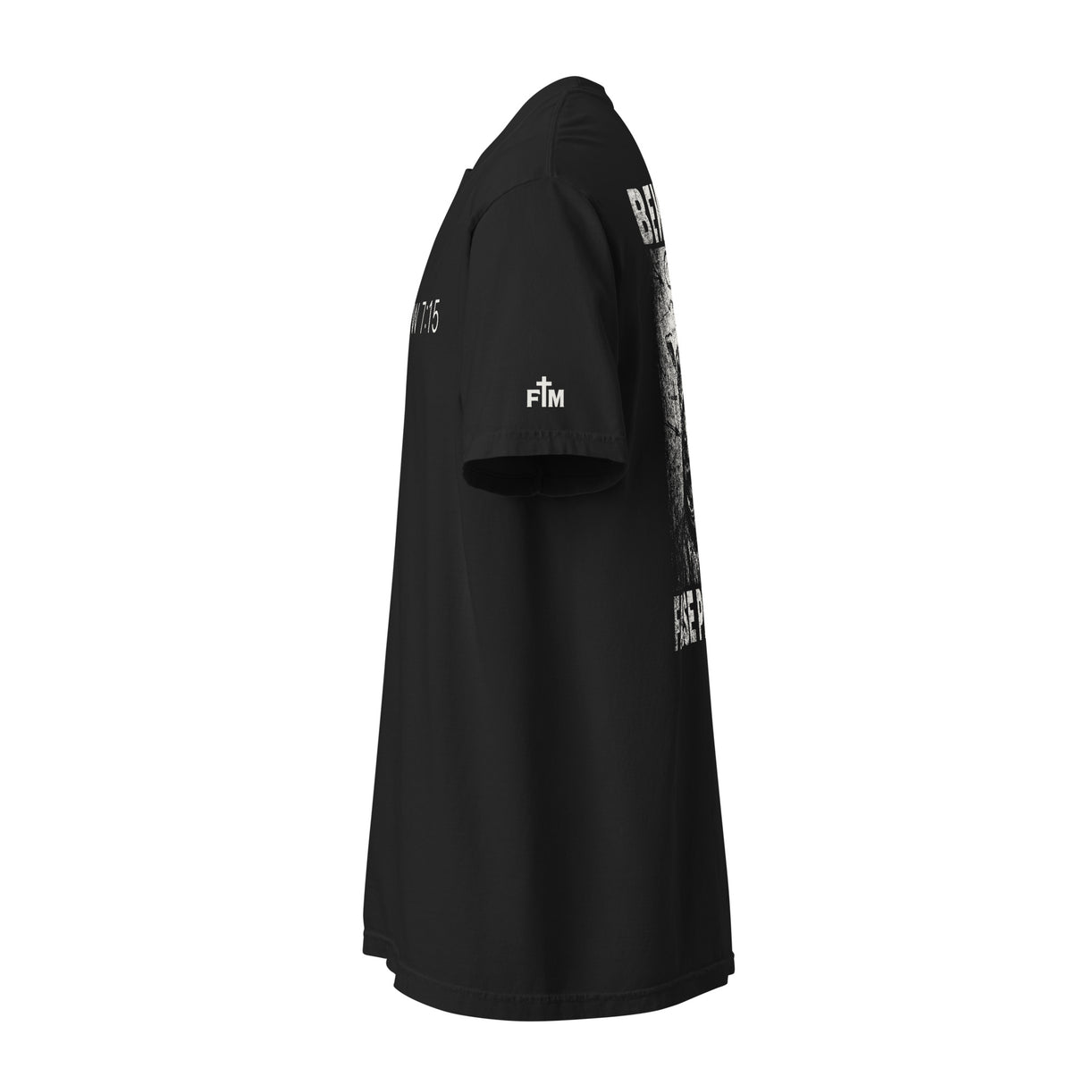 Black Beware of False Prophets Garment-Dyed Heavyweight Shirt - Alt Image - Side View with Logo