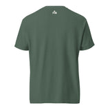 Small Faith Mode "FM" logo printed on the upper back neck of the shirt in light colored ink. 
