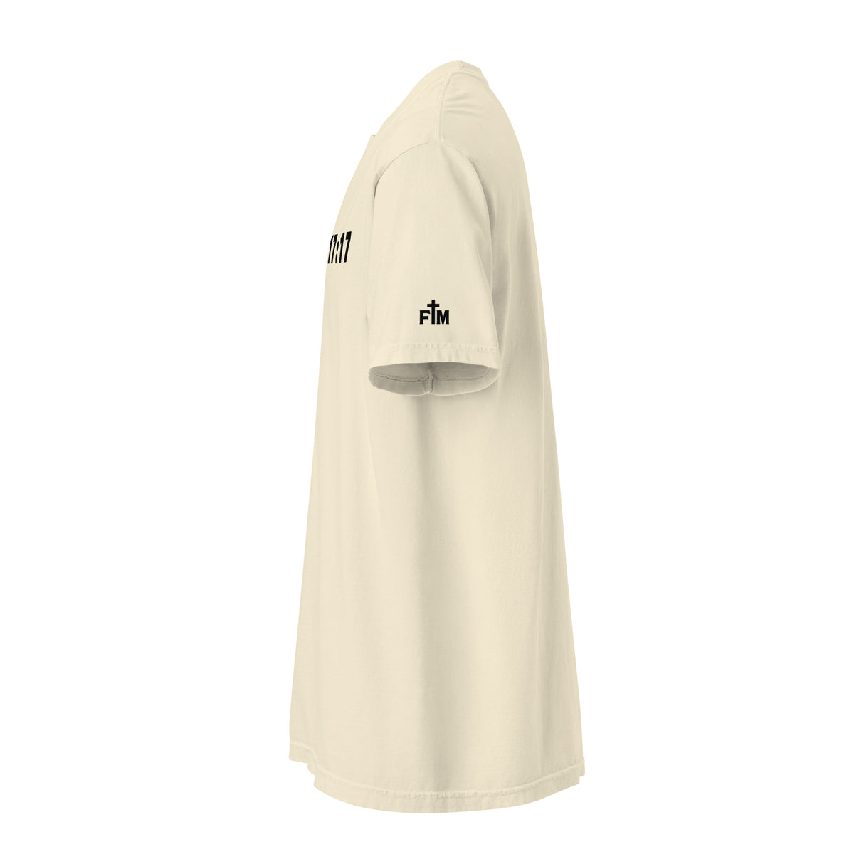 Cream White Sanctified John 17:17 Garment-Dyed Heavyweight Shirt - Alt Image - Side View with Logo