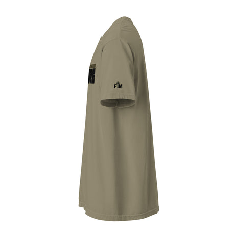 Olive shirt with Faith Mode Logo on Sleeve