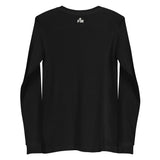White Faith Mode Logo on the back of a black long sleeve shirt