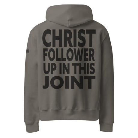 Christ Follower Up in This Joint Oversized Heavyweight Hoodie - Main Product Image - Back View