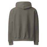 Gray hoodie shown from the back on a white background