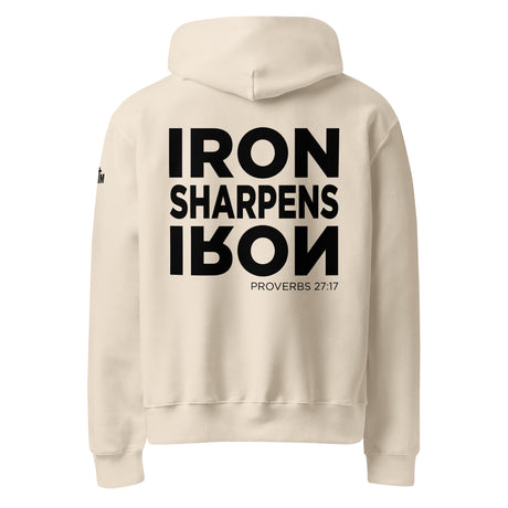 Iron Sharpens Iron // Oversized Heavyweight Cream White Hoodie - Main Product Image - Back View