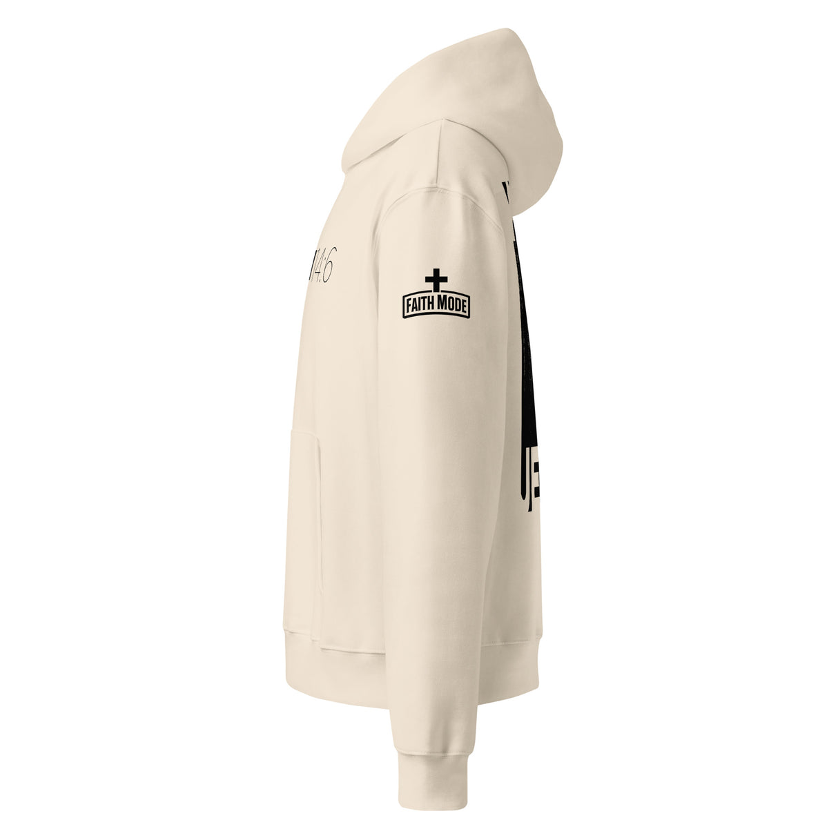 KNOW JESUS // JOHN 14:6 Oversized Heavyweight Hoodie - Alt Image - Side View with Logo