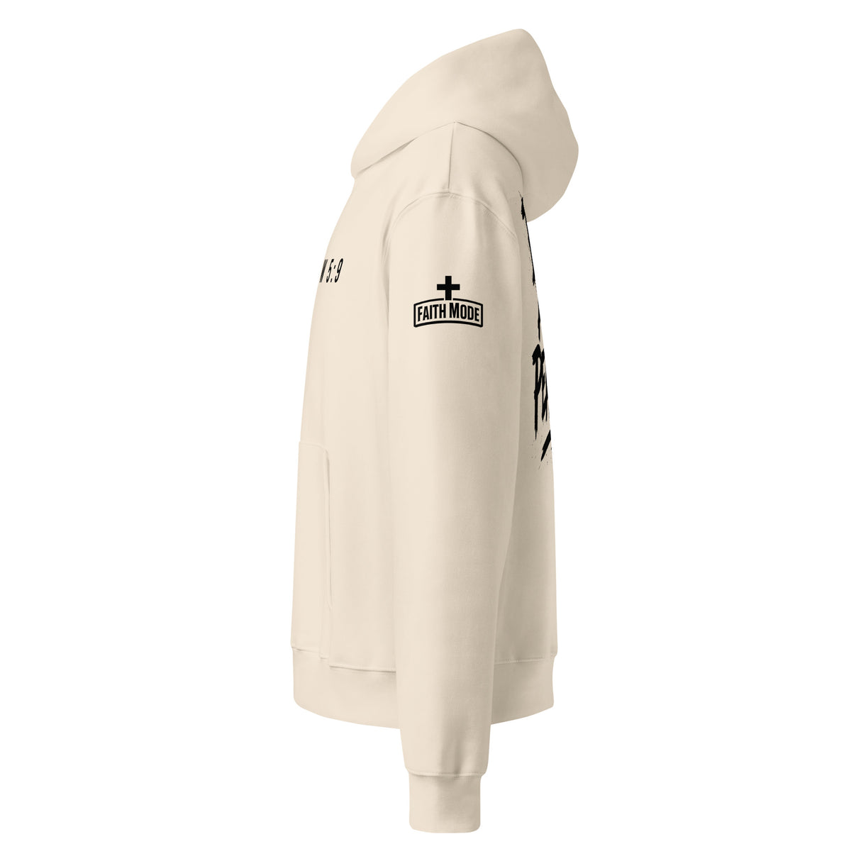 Blessed Are The Peacemakers Oversized Heavyweight Hoodie - Alt Image - Side View with Logo