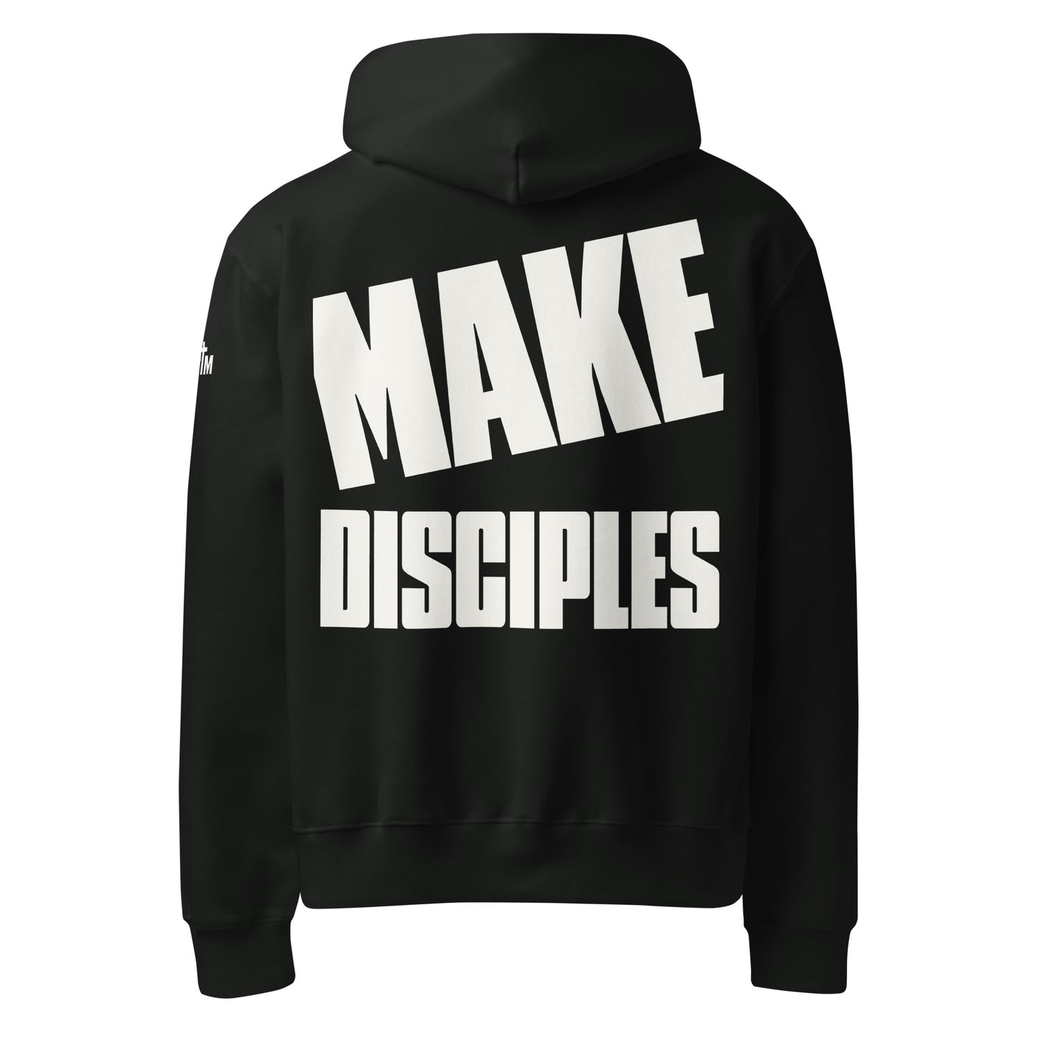 Make Disciples Matthew 28:19 Oversized Heavyweight Black Hoodie White Text - Main Product Image 