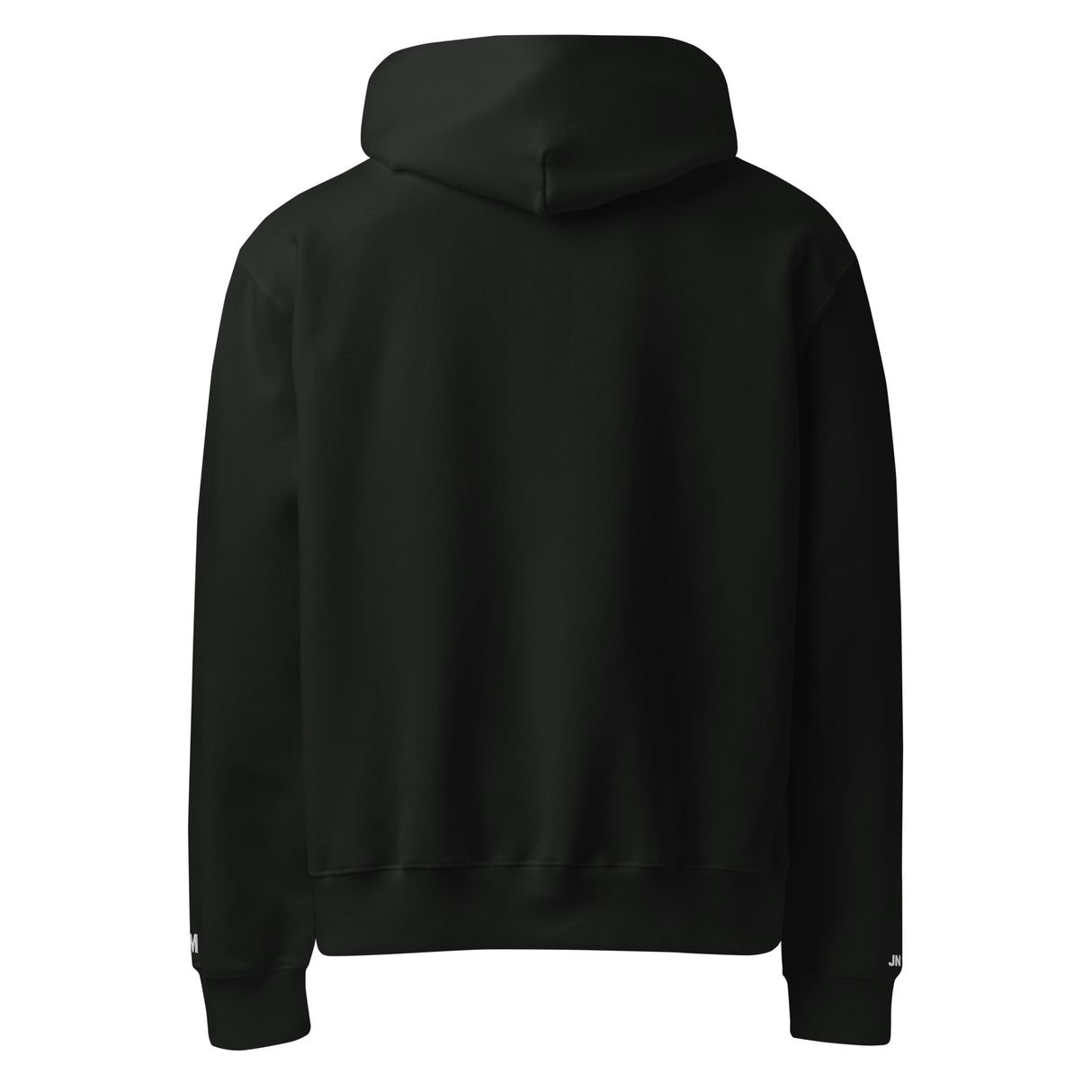 Black hoodie shown from the back on a white background