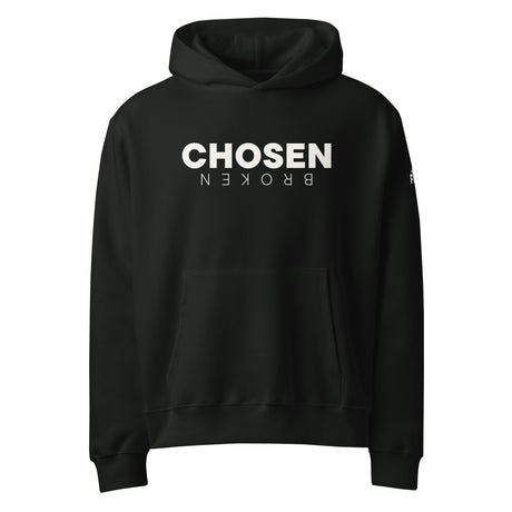Chosen // Broken Oversized Heavyweight Black Hoodie - Alt Image - Front View