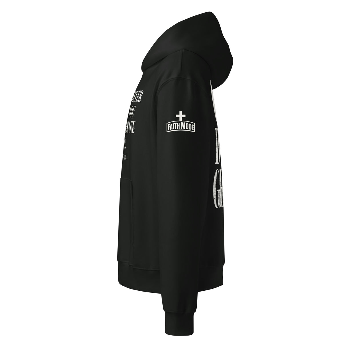 God Don't Ghost // Oversized Heavyweight Hoodie - Alt Image - Side View with Logo