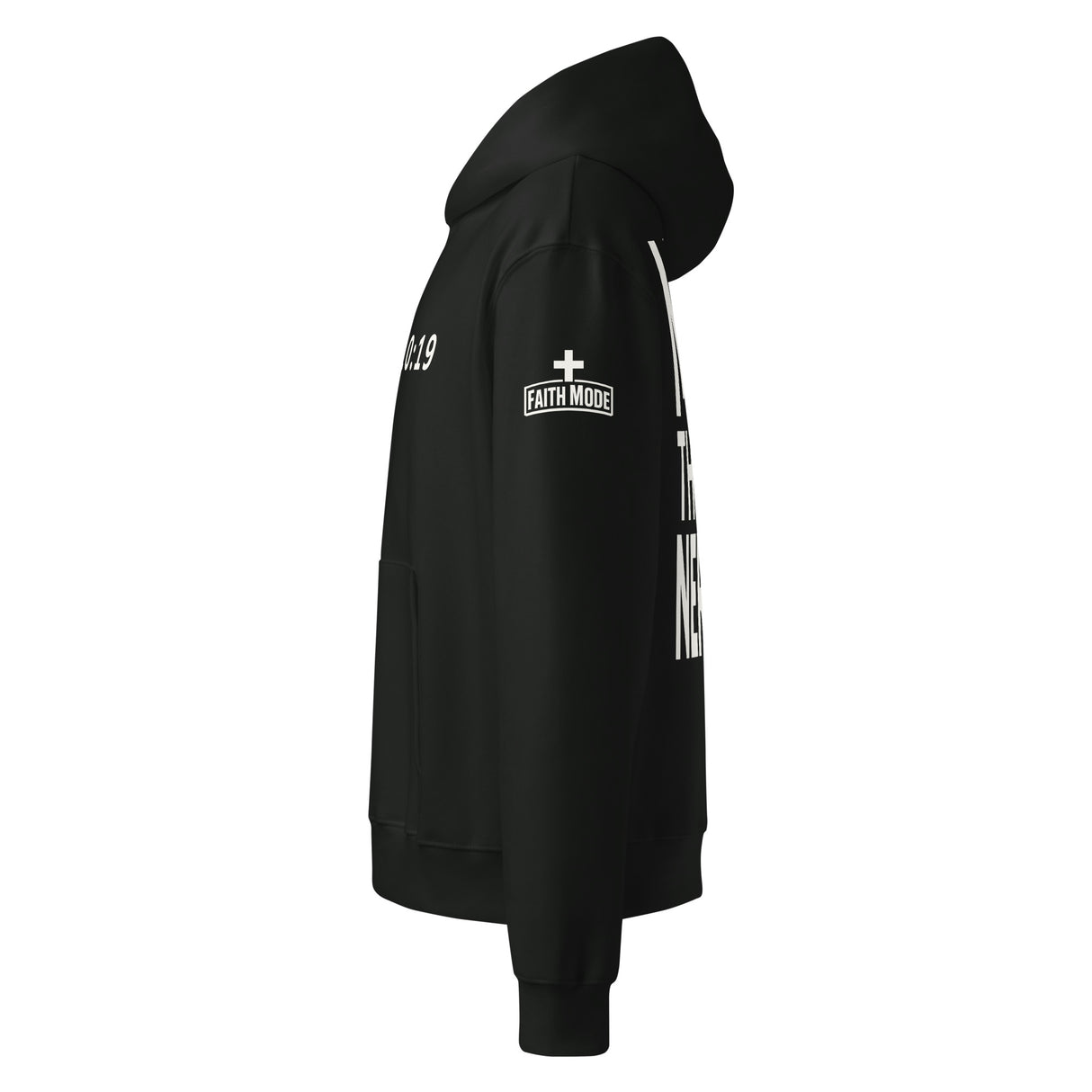 Make The Devil Nervous Oversized Heavyweight Hoodie - Alt Image - Side View with Logo
