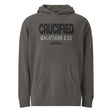Crucified With Christ Pigment-Dyed Embroidered Charcoal Grey Hoodie - Main Product Image