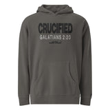Crucified With Christ Pigment-Dyed Embroidered Charcoal Grey Hoodie - Main Product Image