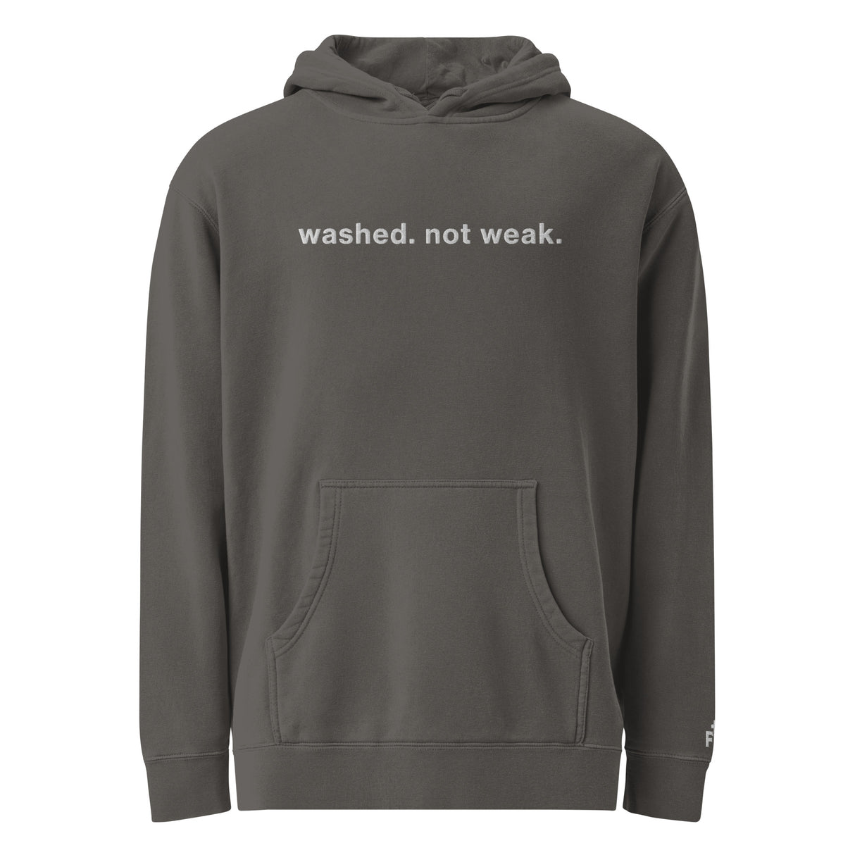 Vintage Black Washed Not Weak Pigment-Dyed Embroidered Hoodie - Main Product Image - Front View