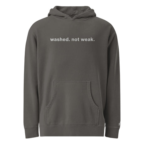 Vintage Black Washed Not Weak Pigment-Dyed Embroidered Hoodie - Main Product Image - Front View