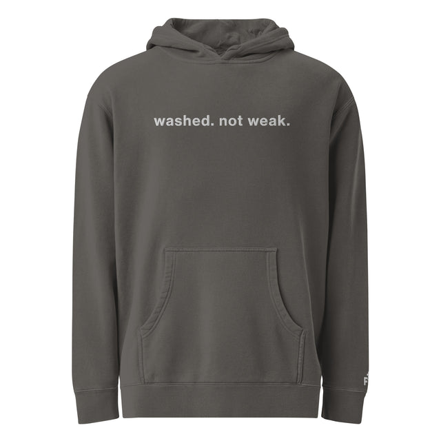 Vintage Black Washed Not Weak Pigment-Dyed Embroidered Hoodie - Main Product Image - Front View
