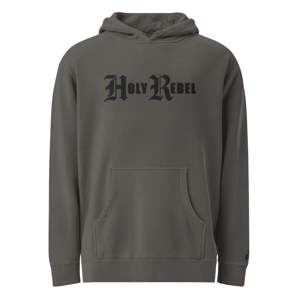 Vintage Black Holy Rebel Pigment-Dyed Embroidered Hoodie - Main Product Image - Front View
