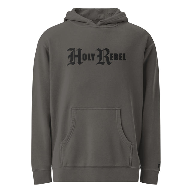 Vintage Black Holy Rebel Pigment-Dyed Embroidered Hoodie - Main Product Image - Front View