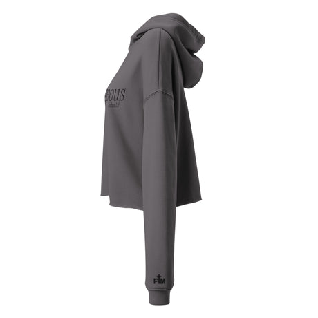 Gray hoodie with Faith Mode Logo on the sleeve against a white background