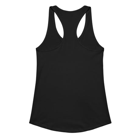 Back of a black racerback tank top for women